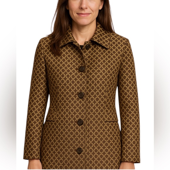 Sigrid Olsen Long Blazer Single Breasted Brown Gold Vintage - Picture 17 of 17